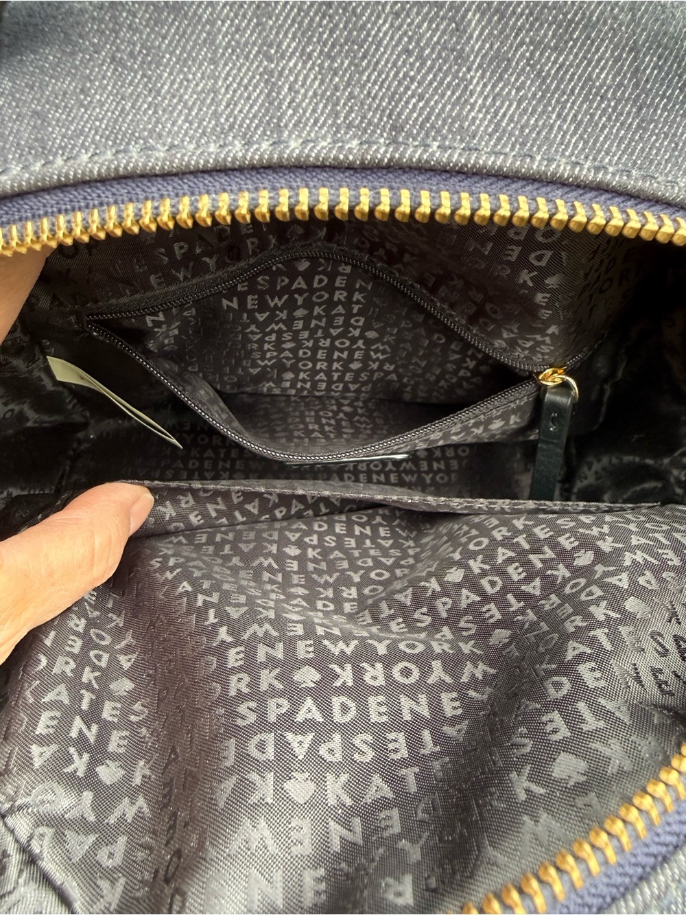 Kate Spade Jean Mini Backpack with Red Floral Appliqués - Picture 12 of 14